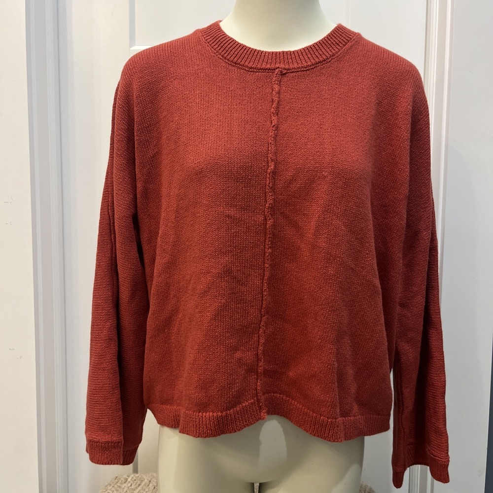 Parrish LA Sweater Women's‎ Rust Red Boxy Pullover Sweater Crew Neck Size M-L